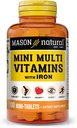 MASON NATURAL Daily Mini Multi Vitamin med jern, Vitamin A, C, D, E, B1, B2, B3, B6, B12, Folate & Calcium, 100 dages forsyning (1 pakke)