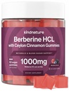 Kindnature Berberine Gummies 1000mg med Ceylon Cinnamon & Resveratrol - Sugar- Free Vegan Supplement for Blood Sugar Support, Metabolisme, Cravings Wellness - Non-GMO, Gluten- Free