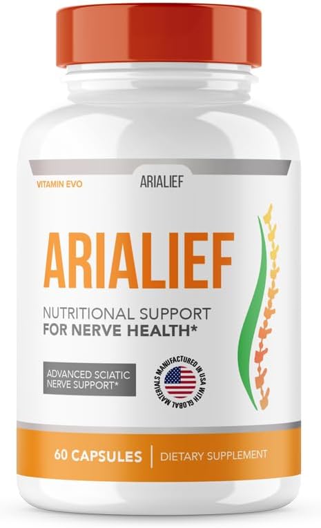 Arialief Sciatica Nerve Support, Arialeaf Advanced Nerve Health, Arialeaf Prime Palm Sciatica, Aria Leaf Primepalm Aria Lief, Aria Lief Nerve Relief Supplement Sciatic Nerve Soothing (60 Capsules )