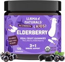 Llama Naturals Elderberry Gummies for Kids, Vegan, Organic Immunoid Support Supplement med C-vitamin og zink, Toddler Real Fruit Gummy Vitaminer for Immunitet, Chewable, Ingen tilsat sukkerrør, 120 Ct