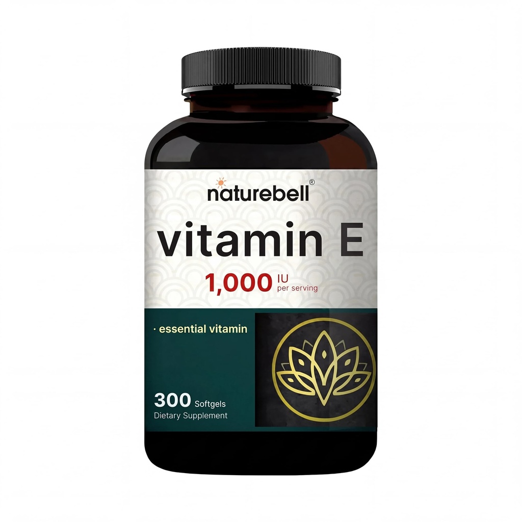 NatureBell Vitamin E Oil Softgels, 1000 IE per servering, 300 Pills • 124; Væsentlige antioxidant kosttilskud, Nemt Absorberet Form - understøtter hud, hjerte, og immunforsvar - ikke-GMO