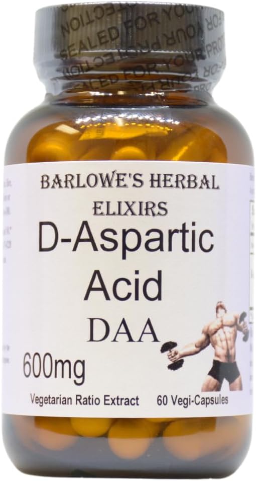 Barlowe 's Herbal Elixirs D- Aspartasyretilskud Supplement 124; DAA - 124; 600 mg Per Capsule
