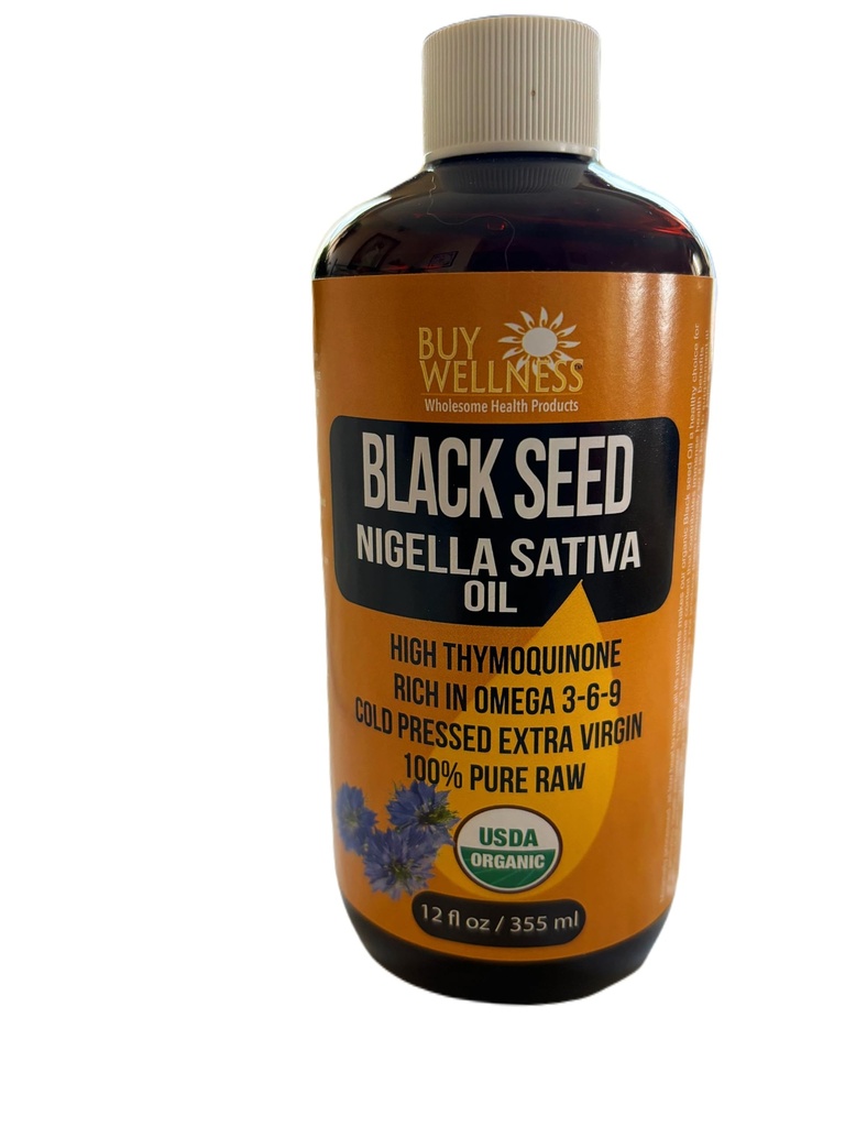 Køb Wellness Organic Blackseed Cold Pressed Oil Nigella Sativa Pure Black Cumin Oil High Thymoquinone, kraftfuld Omega rig olie 12 oz