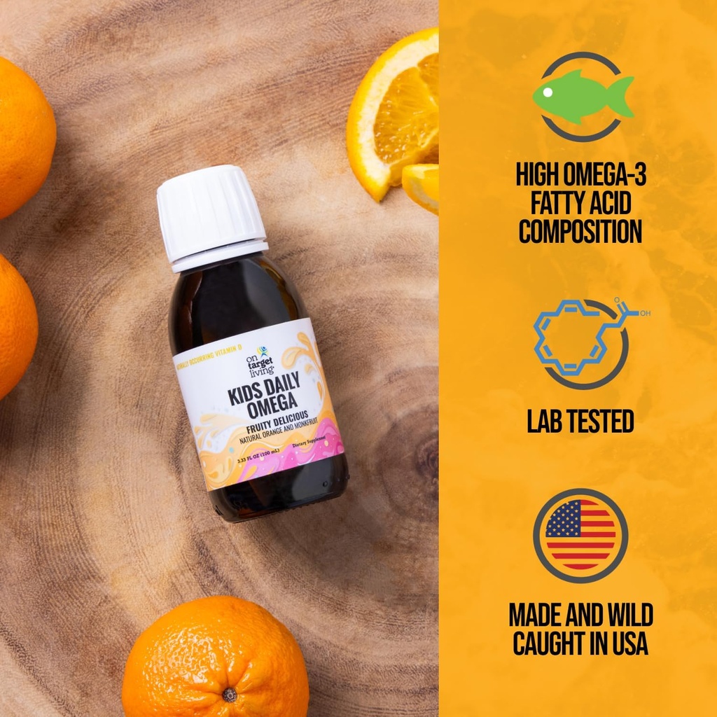 On Target Living Kids Daily Omega- Fruitylicious Flavor 3.33 oz.