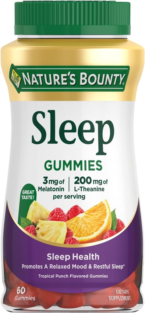 Nature 's Bounty 3 mg Melatonin og 200mg L-theanin, 60 Greve