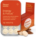 NeuroGum Energy Koffein Mints (144 stykker) - Sukker fri med L- theanin + Natural Koffein + vitamin B12 & B6 - Nootrop Energy & Focus Supplement for kvinder & mænd - Keto & Vegan, kanel flavor