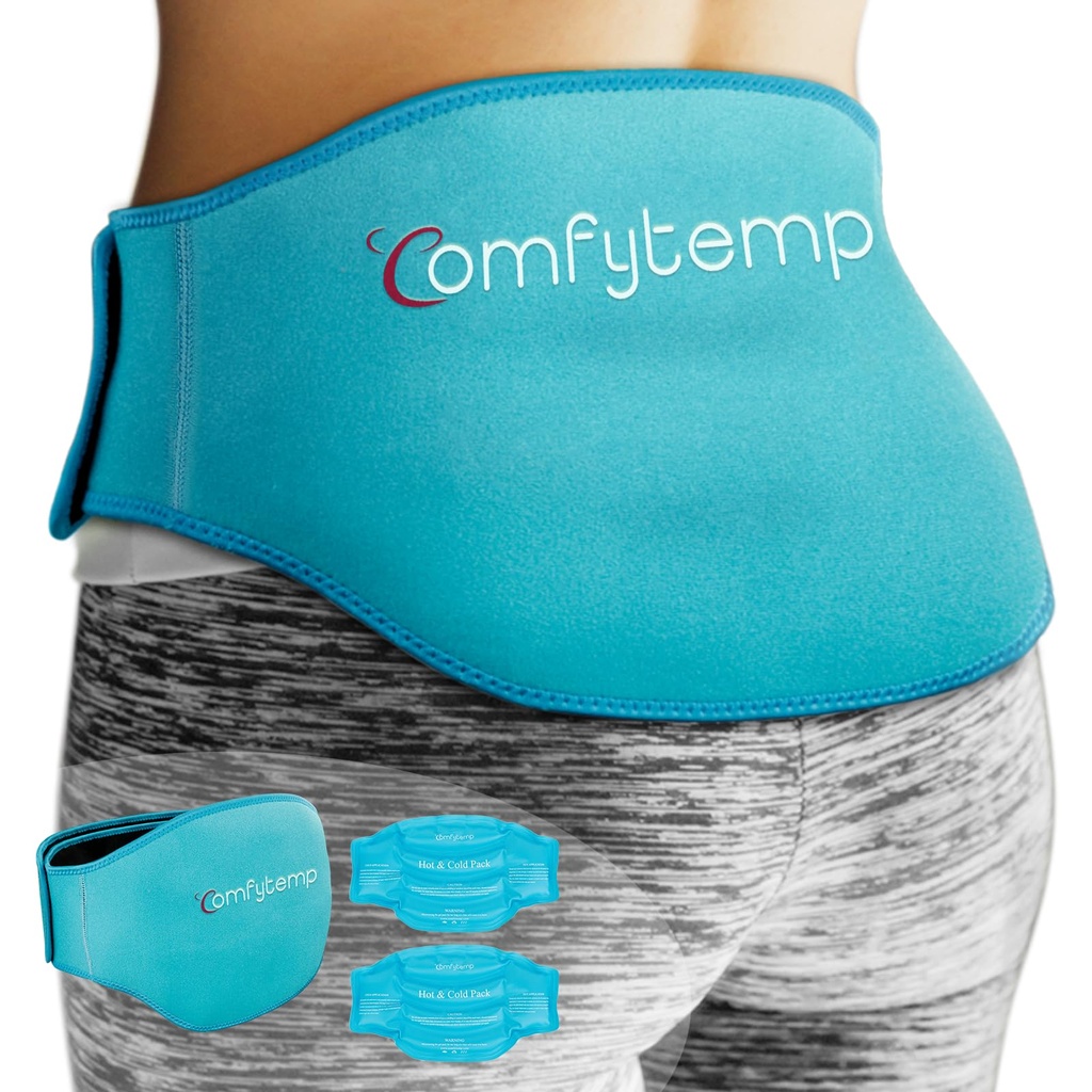 Comfytemp Ice Pack til Rygsmerter Relief, 2 pakker, FSA berettiget, Genanvendelig Gel Lavere Ryg Wrap Ice Brace til Sciatica Injuries, Hot Cold Compression til Lavere Lumbar, Waist, Mænd Kvinder efter Kirurgi Gave