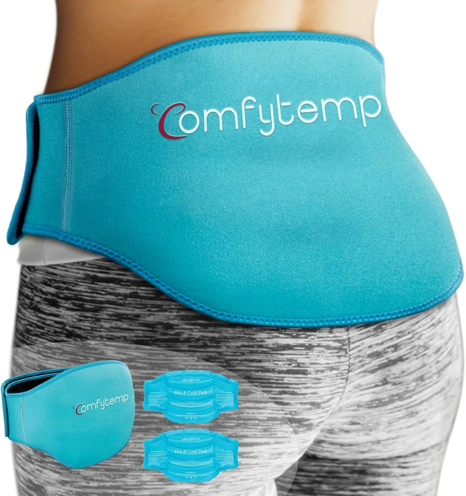 Comfytemp Ice Pack til Rygsmerter Relief, 2 pakker, FSA berettiget, Genanvendelig Gel Lavere Ryg Wrap Ice Brace til Sciatica Injuries, Hot Cold Compression til Lavere Lumbar, Waist, Mænd Kvinder efter Kirurgi Gave