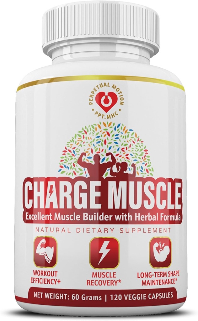 Natural Herbal Muscle Builder - Premium 7-in-1 Plant- baseret formel med BCAA 'er for Post Workout Inddrivelse, Muscle Strength, Sleep & Cramp Relief