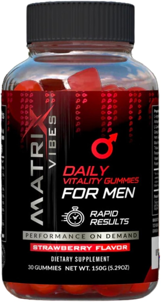 Daglige Vitality Gummies for Mænd - Holistisk Well- Being Support - Adaptog- Beriget - Lækker Strawberry Flavor - 30-dages levering