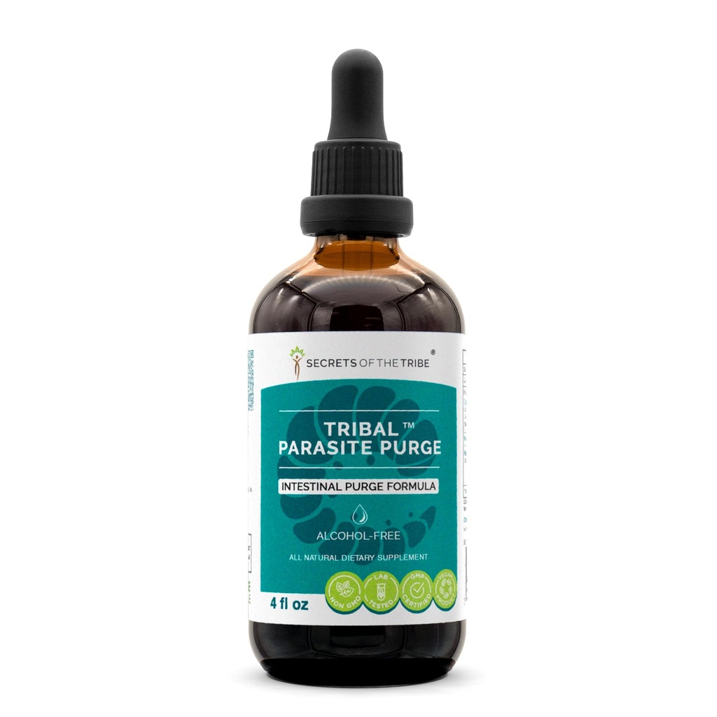 Hemmeligheder af Tribe Tribal Parasite Alkohol- Free Extract, High- Potency Herbal Drops, Tincture Made of Cranberry, Hvidløg, Black Walnut, OSHA, Wormwood, Pumpkin. Intestinal udrensning formel 4 oz