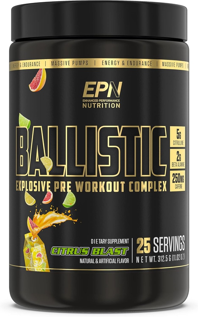 BALLISTIC Pre Workout Note 124; # 1 Ny Pre Workout Powder w / Nitric Oxide Booster, Electrolytes, Koffein & Nootropics