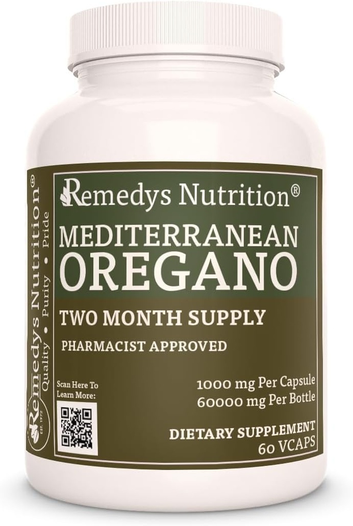 Remedy 's Nutrition Mediterranean Oregano Buddha 124; 1000 mg, 60 Vegan Capsules Herbal Kosttilskud