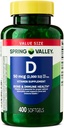 Spring Valley Vitamin D3 Supplement Softgels, 2000 IE, 400 Greve - nyt udseende