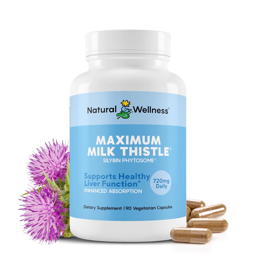 Maksimum mælk tidsel - Potent mælk tidsel supplement til lever rengøring, Detox & reparation - understøtter leversundhed, enzymer funktion & afgiftning - Vegan, non-GMO, 720mg dagligt, 90 kapsler
