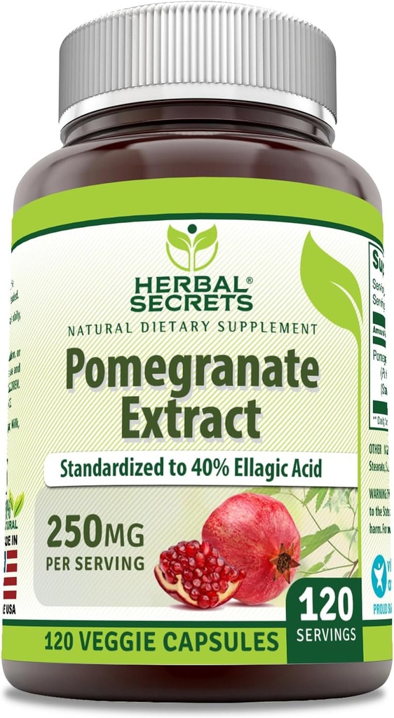 Urte Secrets Pomegranate Extract 250 Mg 120 Veggie Kapsler Supplement 124; Non- GROMLE 124; Gluten Free