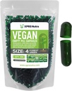 XPRS Nutra Størrelse 4 Tomme kapsler - 500 Greve små tomme Veganske kapsler - selv vegetabilsk kapsel påfyldning - Fyldelig Do- It- Yourself Veggie Pill Caps til kosttilskud (Forest Green)