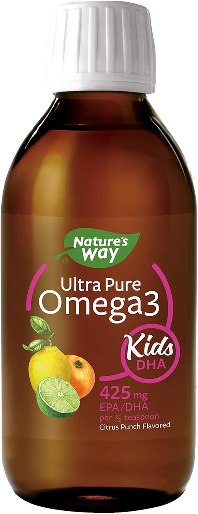 Nature 's Way Ultra Pure Omega-3 Kids DHA Liquid Fish Oil Supplement, Citrus Punch Flavor, 8 Fl Oz