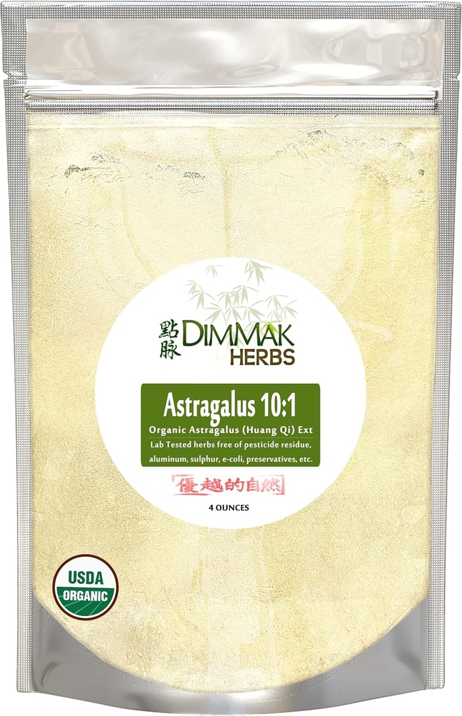 Organic Astragalus 10: 1 Extract Powder against 124; Huang Qi Koncentrat Granules against 124; Lab Testet, USDA Organic 4oz / 112g af Dimmak Herbs
