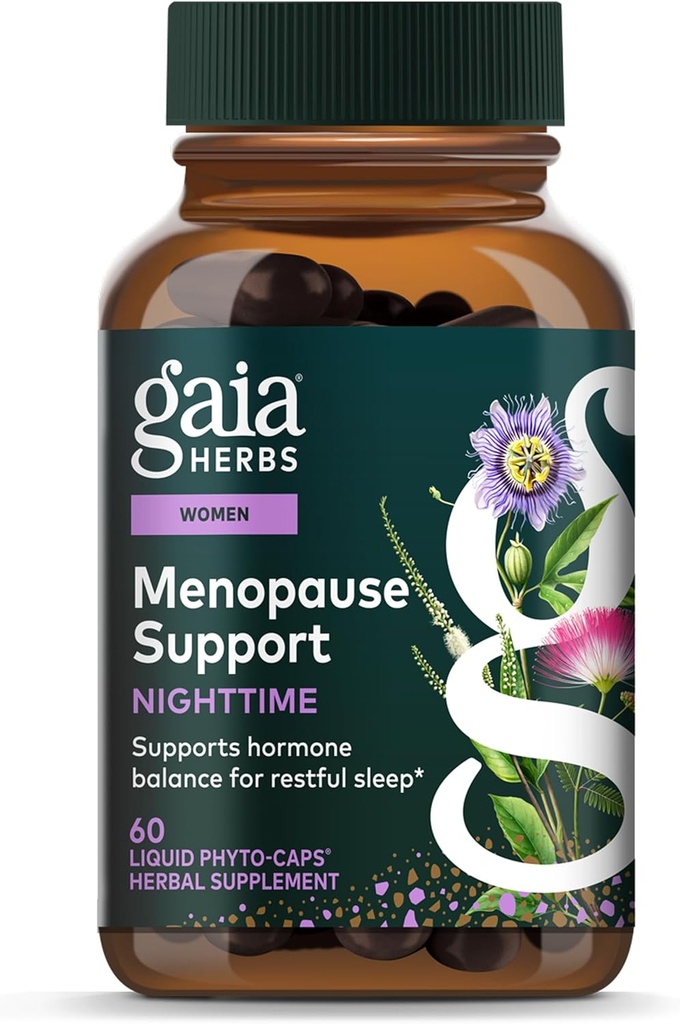 Gaia urter Nighttime Comfort - Menopause supplement til kvinder - med Black Cohosh, Mimosa, Passionflower & St. John 's Wort - 60 Vegansk flydende Phyto- Caps (30 Servere)