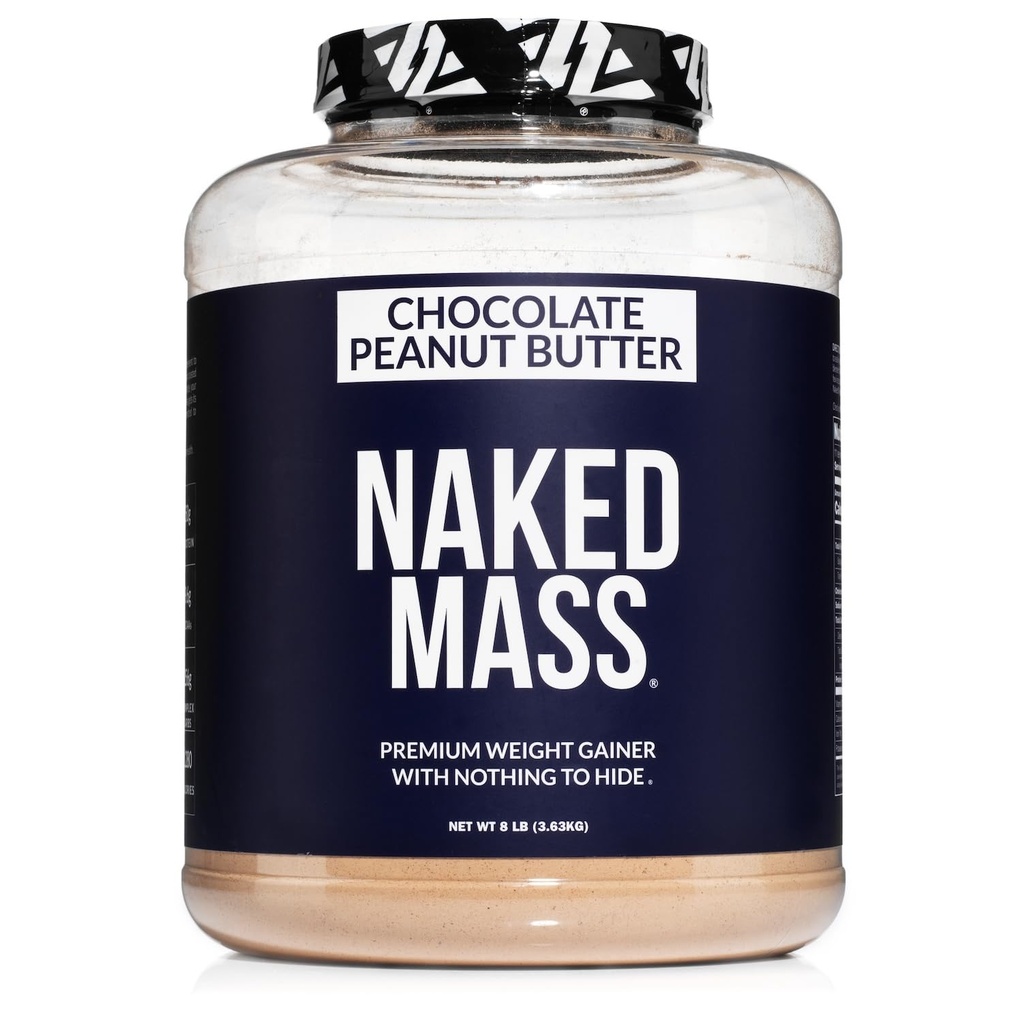 NAKED chokolade Peanut Butter Mass - 1,280 kalorier, 50G protein, Intet kunstigt. Alle naturlige vægt Gainer Protein Powder - 8Lb Bulk, GMO fri, Gluten fri & Soy fri