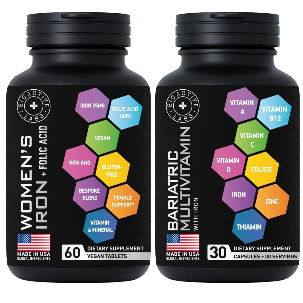 Bariatric Multivitamin og Vegansk Iron Post Gastric Bypass Vitamin Bundle