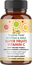 Organic Veda Superfruits Vitamin C Capsule with Acerola Cherry & Amla Berry - Whole Food Natural Vitamin C Supplement with Citrus Bioflavonoids for Immunity, Cellular & Skin Health - 120 Vegan Pills