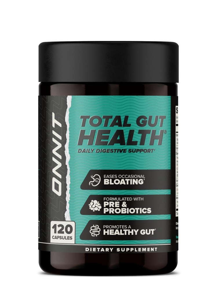 ONNIT Total Gut Health Daglig fordøjelsesstøtte, IGEN ™ Non- GMO Testet fordøjelsessupplement for kvinder og mænd med 7 Probiotika, Prebiotika, Enzymer og Betaine HCL, 120 Tæl