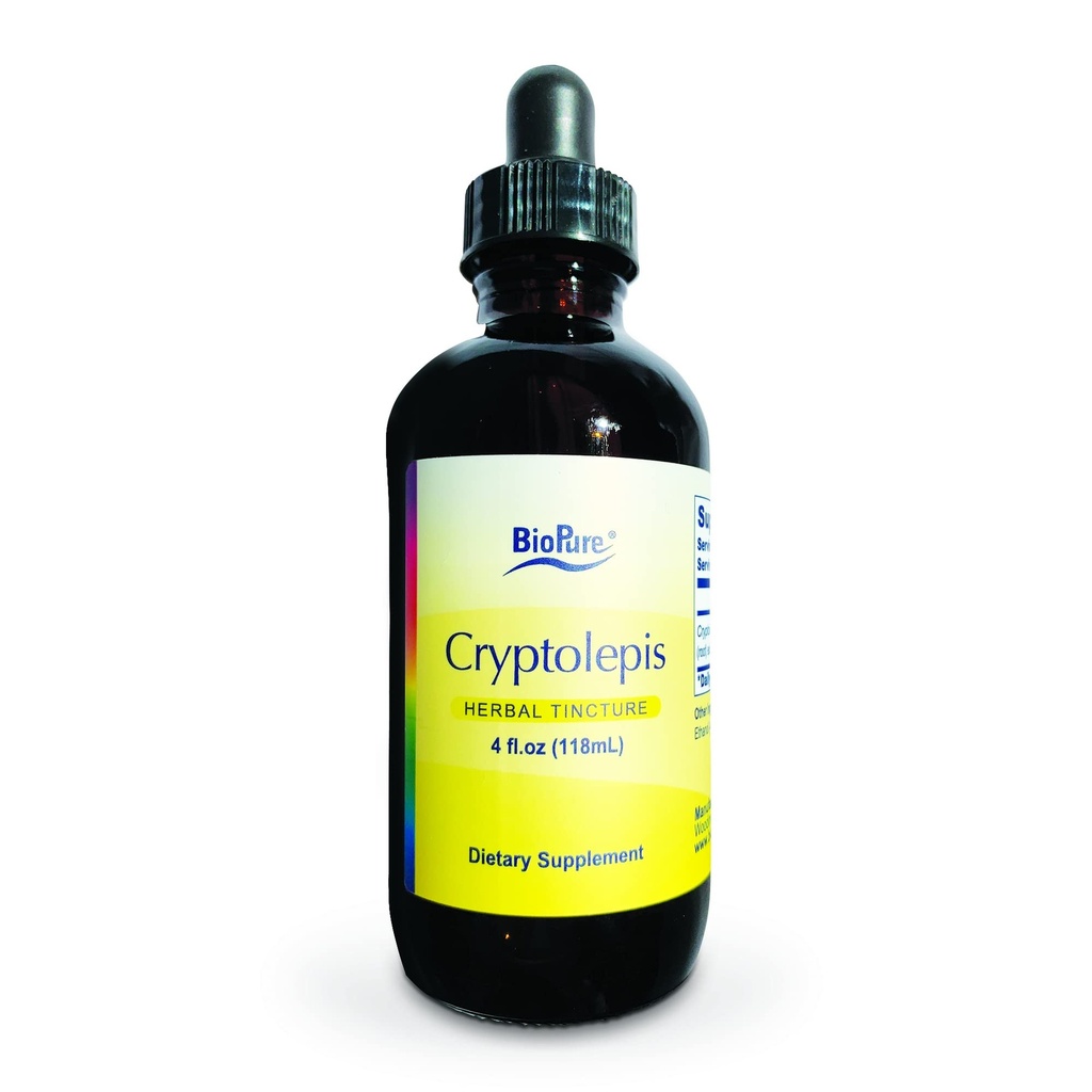 BioPure Cryptolepis Herbal Tinktur - Potent botanisk ekstrakt af Cryptolepis Sanguinolenta til immunstøtte, mikrobiom balance, og Gastrointestinal sundhed - 4 fl oz