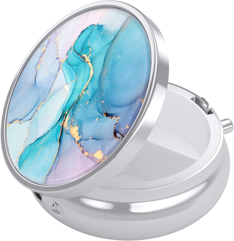 Nipichsha Pill Box, Lille Pill sag for purse & Pocket, Cute Travel Medicine Organizer, Portable Medicine Container Holder til at holde vitaminer, Medicin, Fish Oil & Supplement, Farverige Ink Marble