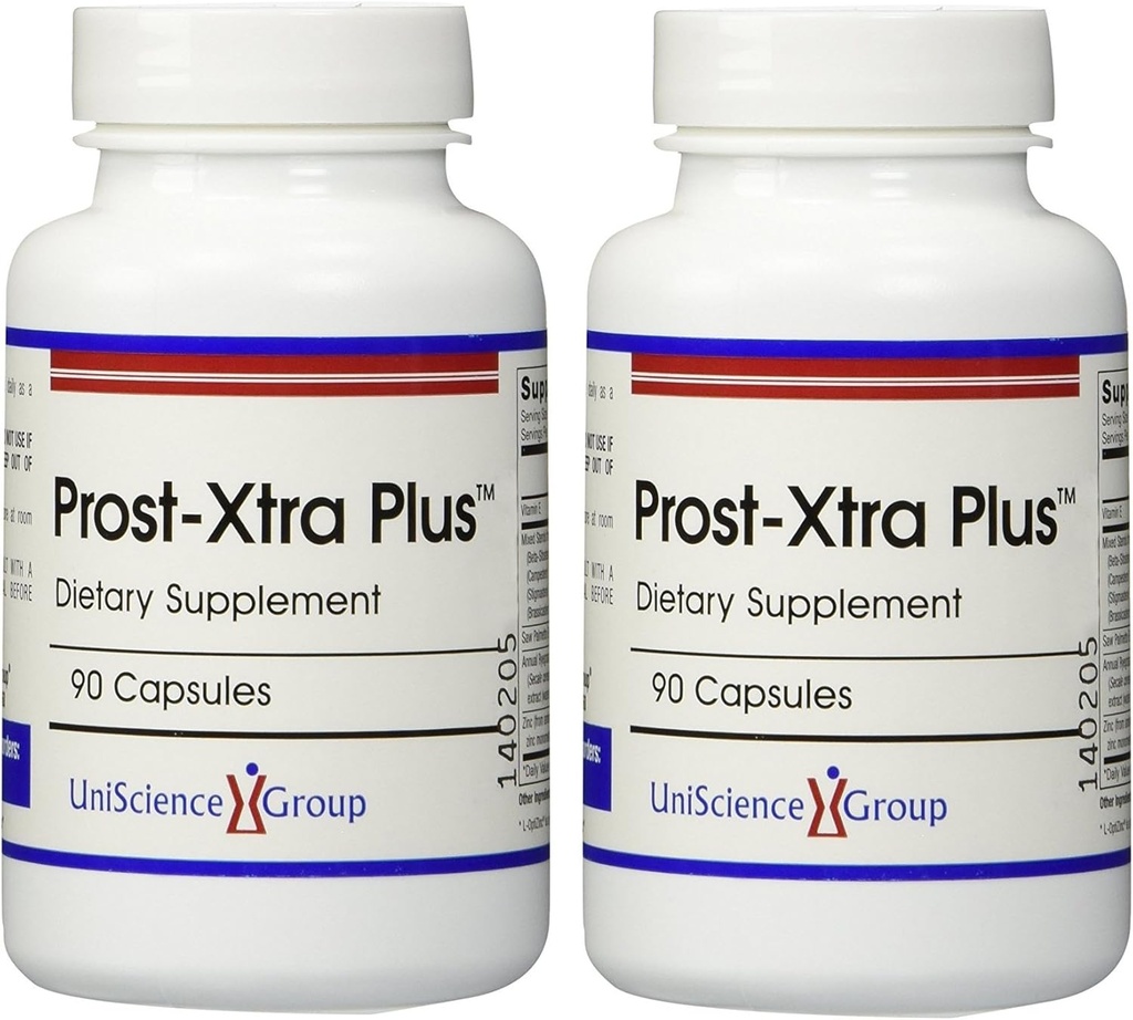 Prost- Xtra Plus (2 Flaske kit) med Rye Grass, 300mg Plant Steroler, Saw Palmetto, Zink, Vitamin E 90 Kapsler Hver
