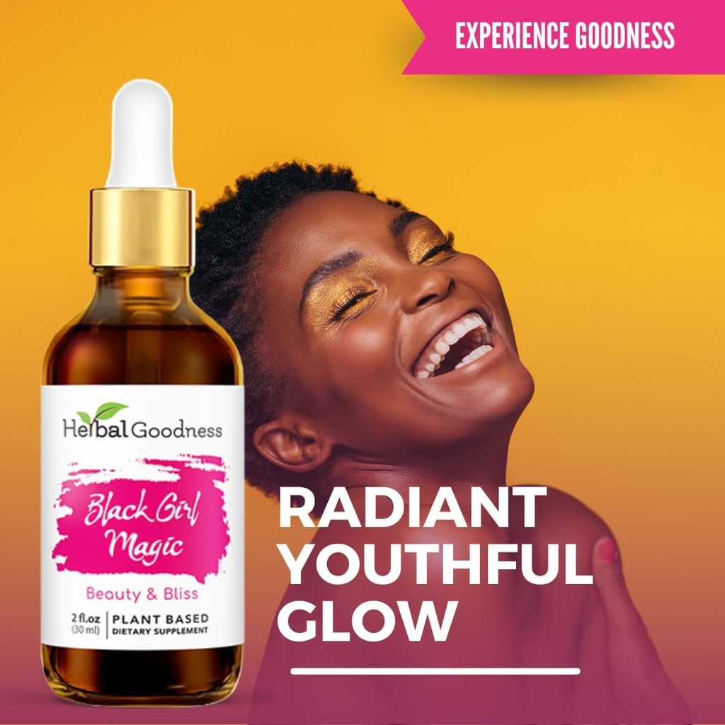 Urte Goodness Black Girl Magic - Skin Supplements for Women, Radiant Skin Beauty Support, Essential Skin Food, Ashwagandha Supplements - 1 flaske (2 fl oz)