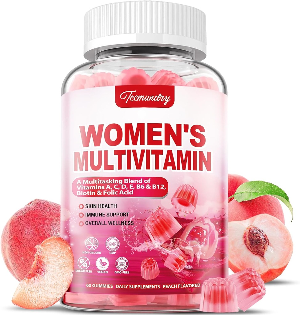 Dame Multivitamin Gummies - Sukker fri Multivitamin for kvinder med Vitaminer A, C, D, E, Niacin, Folate, B6 & B12, Jern, Calcium, Zink - Multi Vitaminer og mineraler til hud, hår, energi og immunforsvar