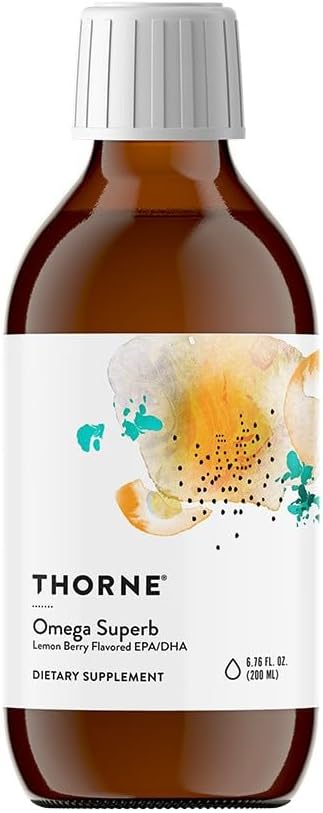 THORNE - Omega Superb - Easy Dosing Fish Oil Liquid med EPA og DHA * - Citron Berry - 6,76 Fl Oz (200 ml)