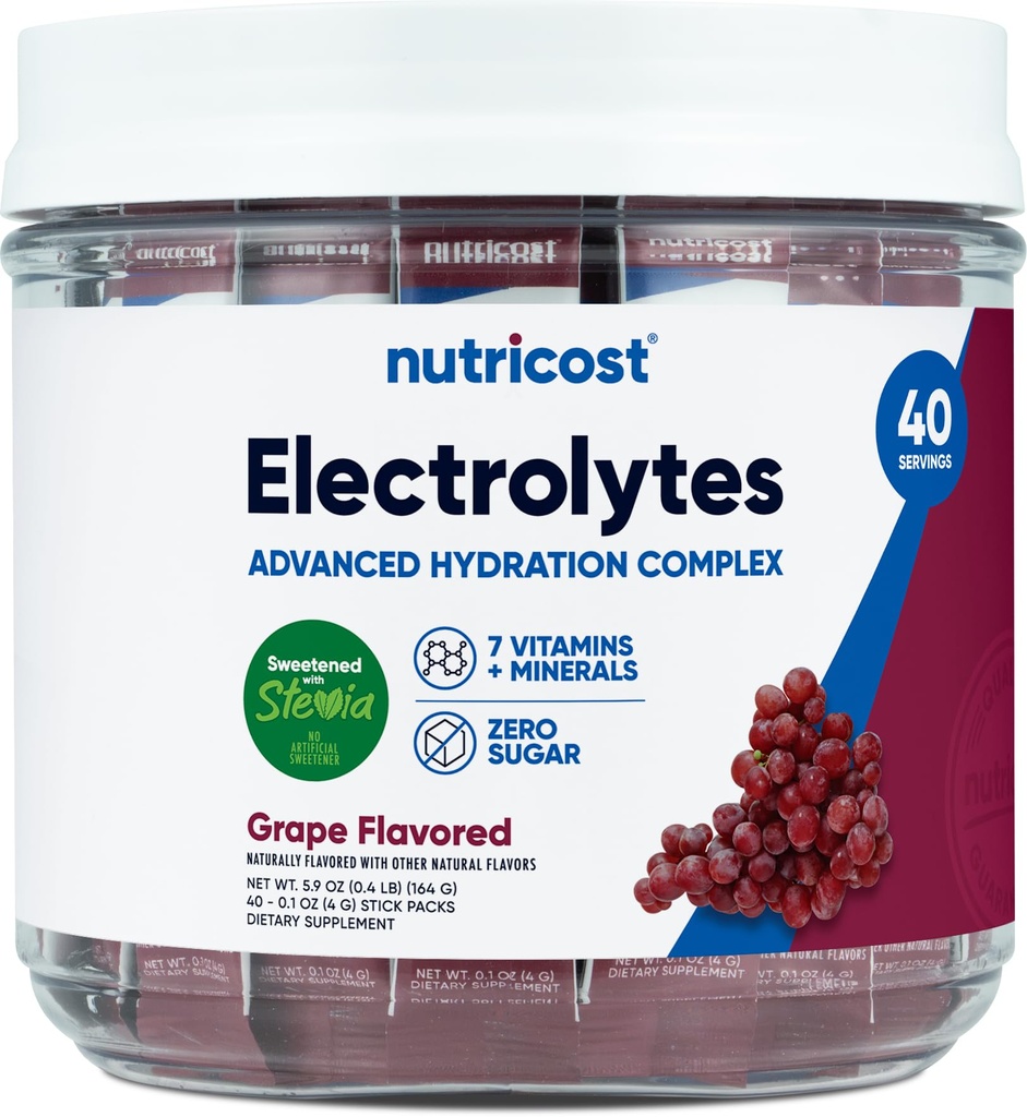 Nutricost Electrolytes Complex, Grape Flavored, 40 Stickpacks - Advanced Hydration Complex