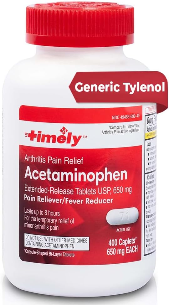 TIME-CAP LABS, INC. Rettidig Acetaminophen 650 MG - 400 Caplets - Extended Release - Joint Pain Relief, Pain Reliever & Gigt Pain Relief