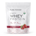 Dr. Mercola Pure Power Organic Whey Protein - 20 g Protein - Understøtter muskelvækst & energi - Græs- Fed Whey koncentrat - 15 Servere (20.60 oz) - Jordbær