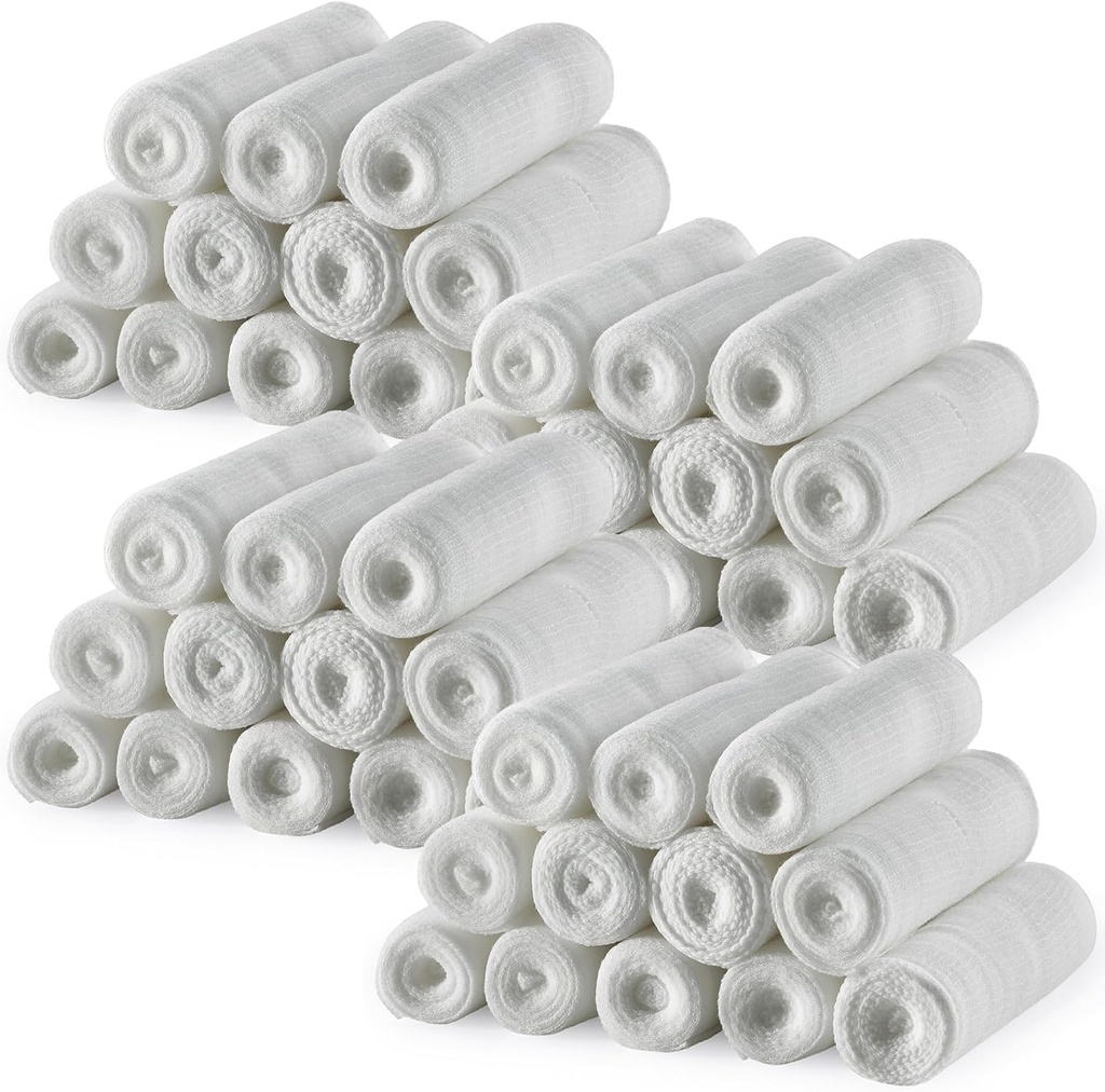 MEDca Gauze Bandage Rolls - 48 Pack, 4 in x 4.1 Yards, Medical Grade Gauze og Stretch Bandage for Sår Klædning og Førstehjælp Kit