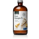 Natural Force Pure Omega 3 - Flydende fiskeolie - Lækker Lemon Cake Flavor - Mercury Free, Wild Catht, Lab Testet - 1,326 mg triglycerid EPA, DHA, & DPA - 16 Oz Glass Flaske