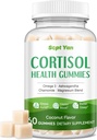 Cortisol Kosttilskud til kvinder og mænd Gummies med Phosphatidylserin, Magnesium, Ashwagandha, Vitaminer, Cortisol Detox Rolig Gummies for Sleep Relaxation Stress Relief, Sugar- Free, 30 Day Vegan Supply