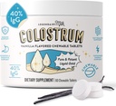 Legendairy Milk Colostrum Supplement - Premium Bovine Colostrum til mennesker - 40% IgG Immunoglobulin til immunforsvar & Gut Sundhed - Energi & Muscle Inddrivelse - Vanilla Chewable Tablets, 30 Servering