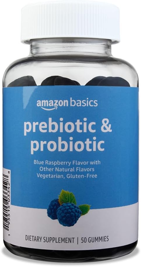 Grundlæggende Prebiotic & Probiotic Gummies, 2 Millioner CFU, Blå Hindbær, 50 Count (2 per Serving) (Tidligere SOlimo)