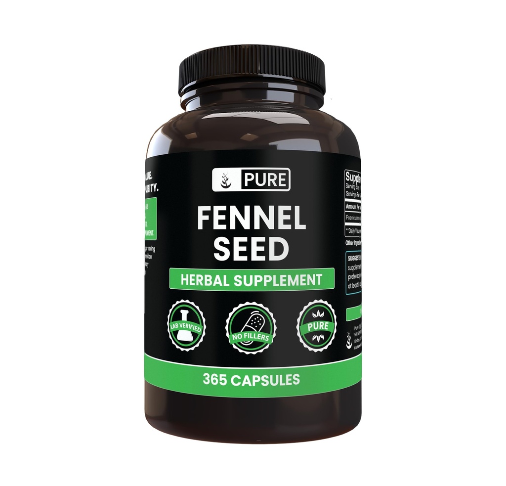 PURE ORIGINAL INGREDIENSER Fennikel frø (365 kapsler), Ingen Magnesium eller ris Fyldere, Altid Pure, Lab Verified
