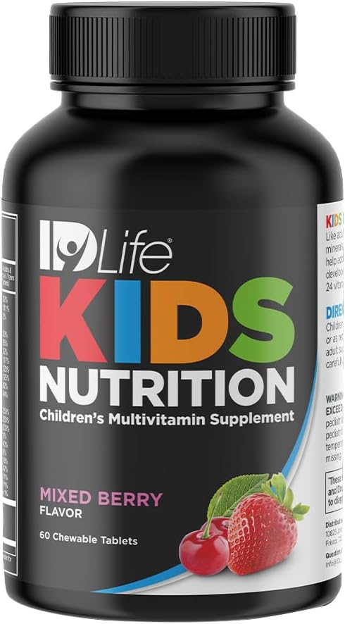IDLife Mixed Berry Kids Nutrition Chewable Tablets - Essential 24 Vitamin & Minerals for growing bodies - Daily Nutritional Support - 60 Greve