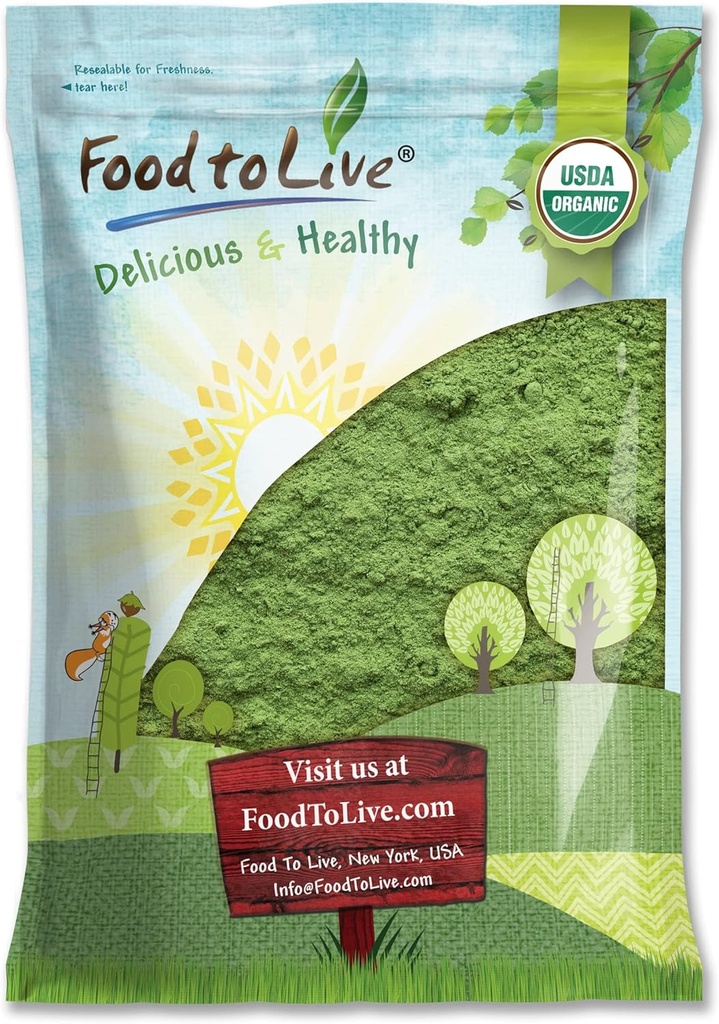 Organic SuperGreens Powder Blend, 6 Pounds - Blandede Kale, Moringa, Spirulina, Wheatgrass Powders. Non- GMO, Pure, Vegan, Bulk. Rig på antioxidanter, chlorophyll. Godt for Juices, Smoothies, Bagning