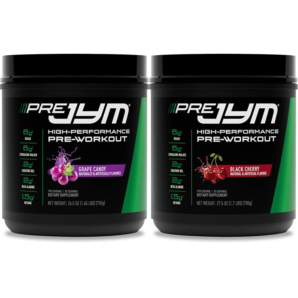 Pre JYM Grape Candy Pre Workout Powder 30 Serveringer & Black Cherry Flavor 30 Serveringer Bundle