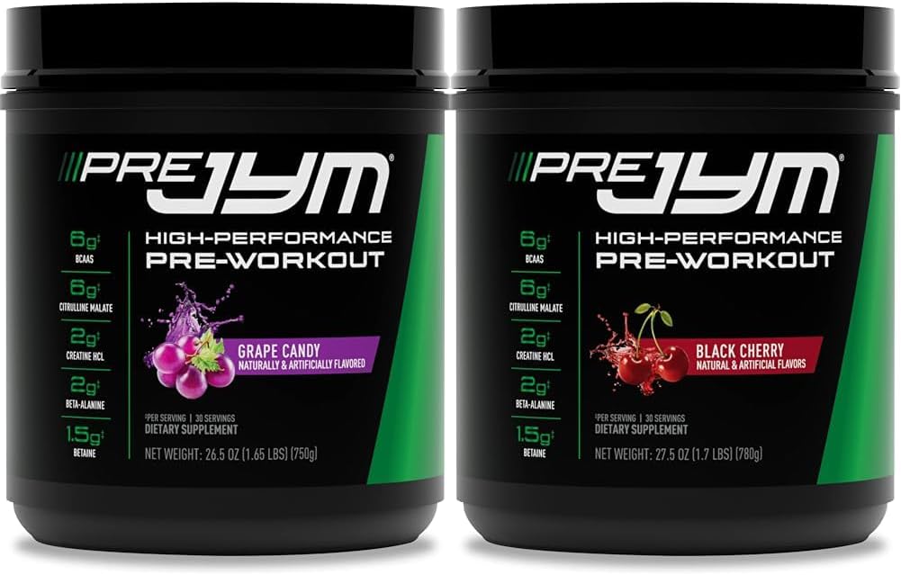 Pre JYM Grape Candy Pre Workout Powder 30 Serveringer & Black Cherry Flavor 30 Serveringer Bundle