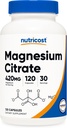 Nutricost Magnesium Citrate 420mg, 120 Veggie Kapsler - 30 Servere, Gluten Free, Non- GMO supplement