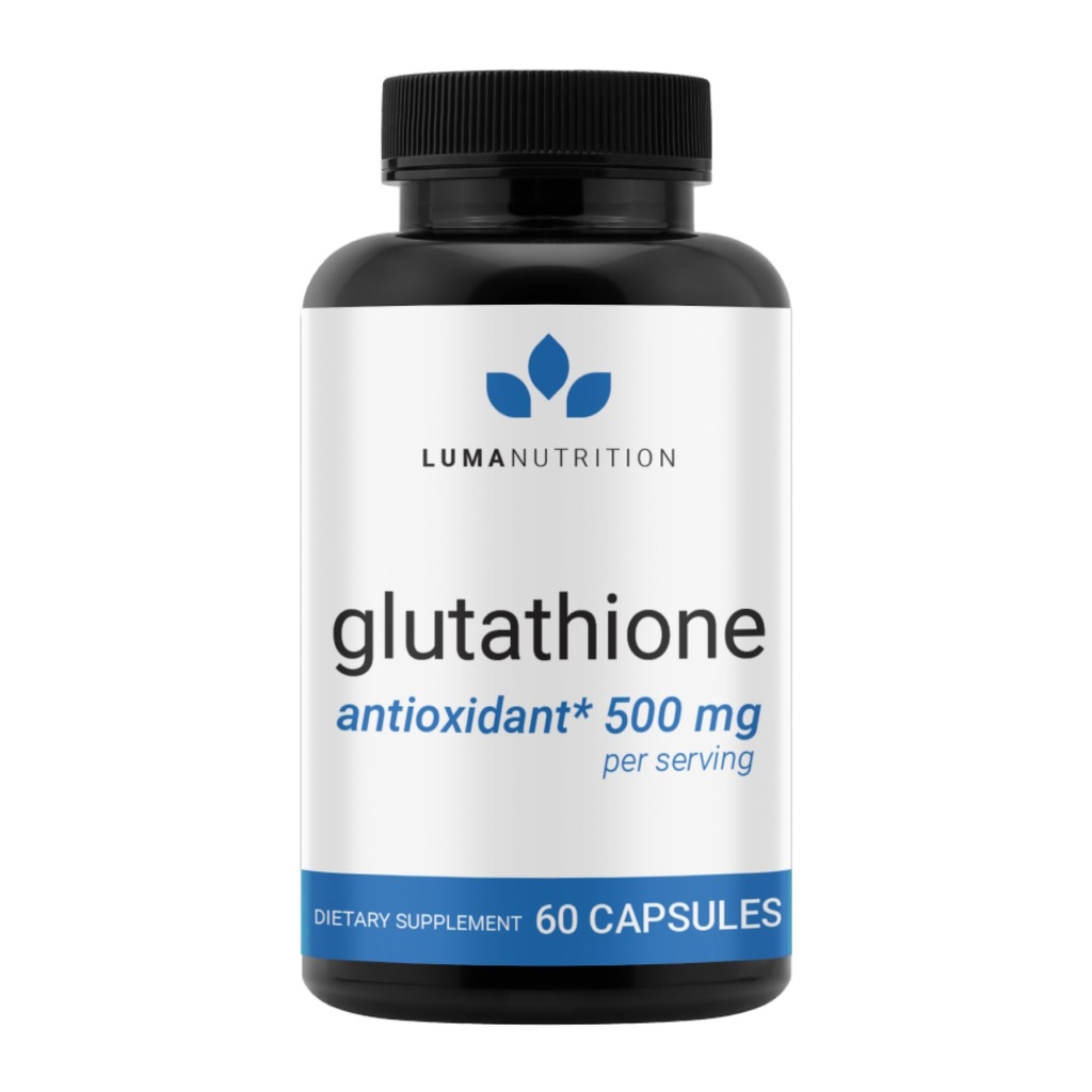 Luma Nutrition Premium Glutathion Supplement - 500mg - L- Glutathion - Antioxidant Support - Reduceret - Leverstøtte - 60 kapsler