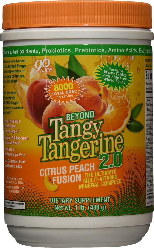 Youngevity Beyond Tangy Tangerine 2.0 Citrus Peach Fusion Multi- Vitamin & Mineral Complex - Made with Natural & Whole Foods
